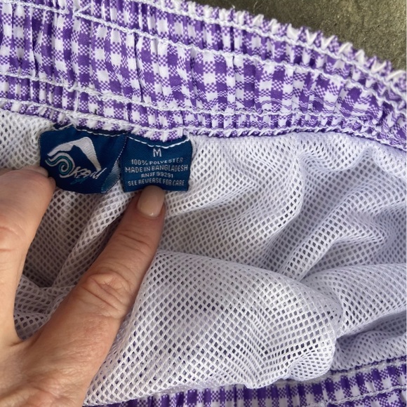 Kanu Surf Men's Monaco Board Shorts Swim Trunk Size M Purple Check Beach Pool - Picture 3 of 6